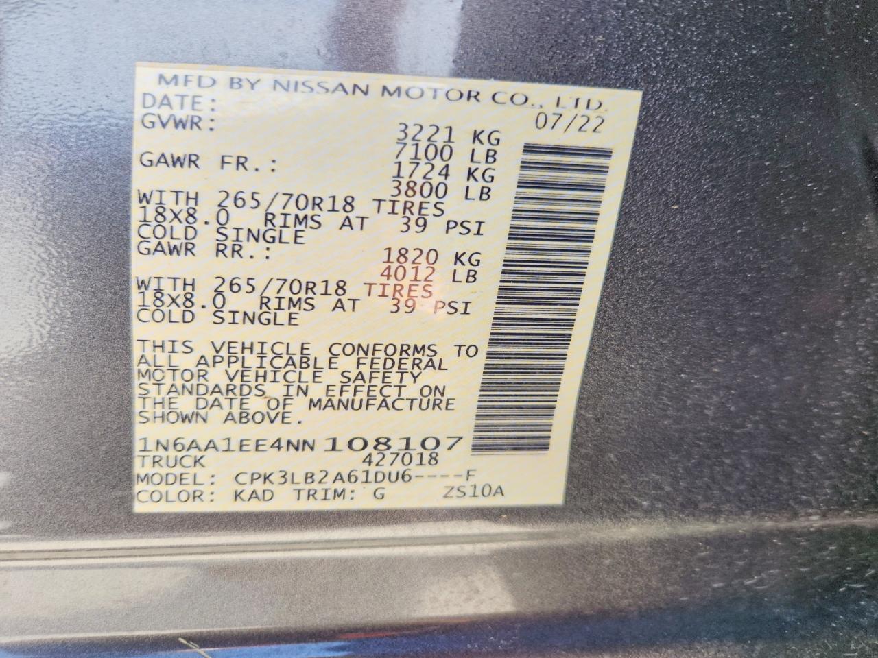 2022 Nissan Titan S