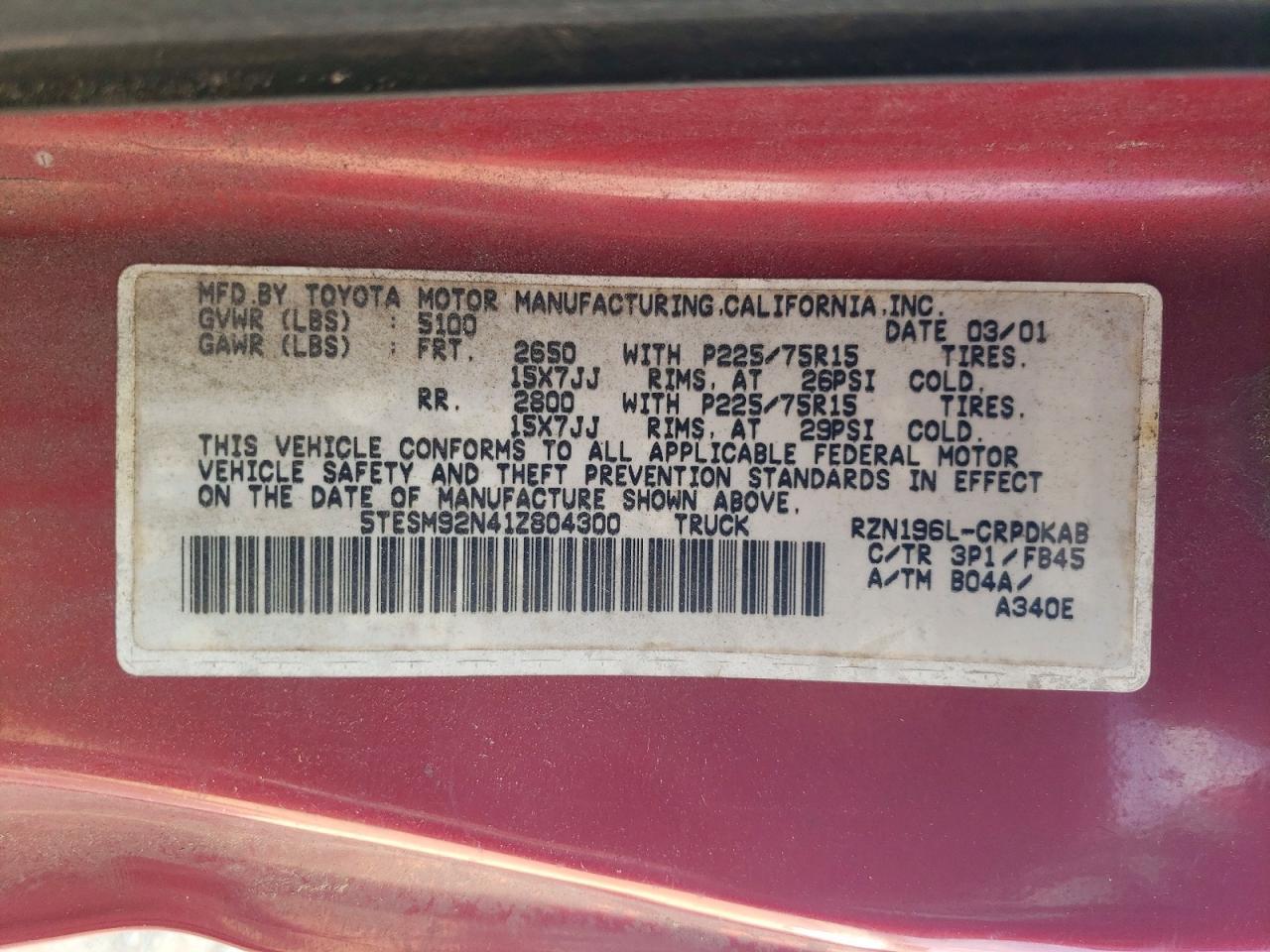 2001 Toyota Tacoma Prerunner