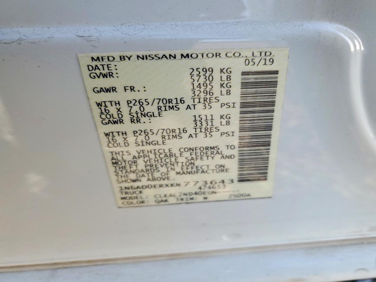 2019 Nissan Frontier SV