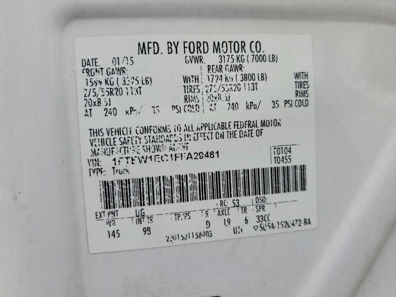 2015 Ford F150 Supercrew