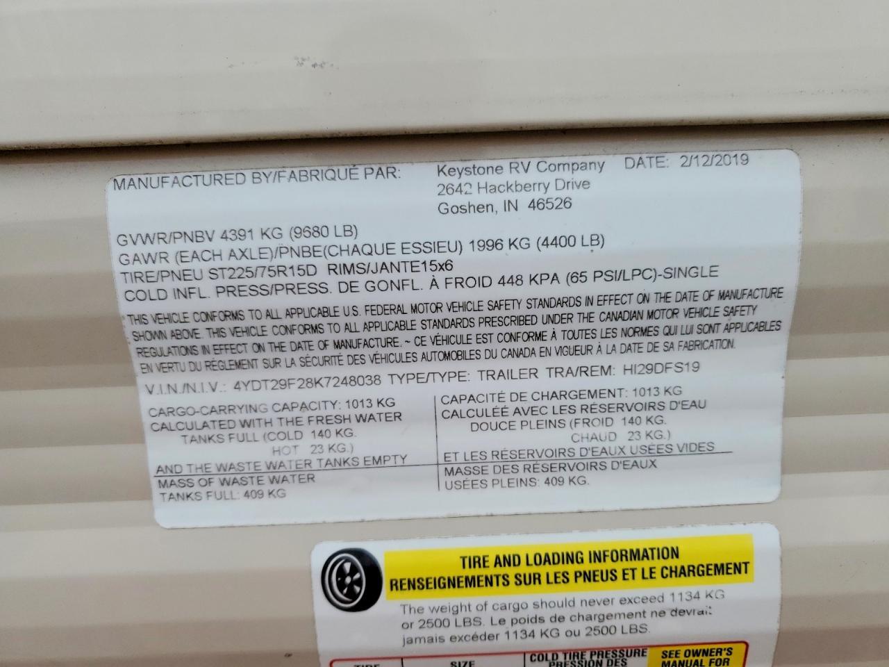 2019 Keystone Hideout Camper