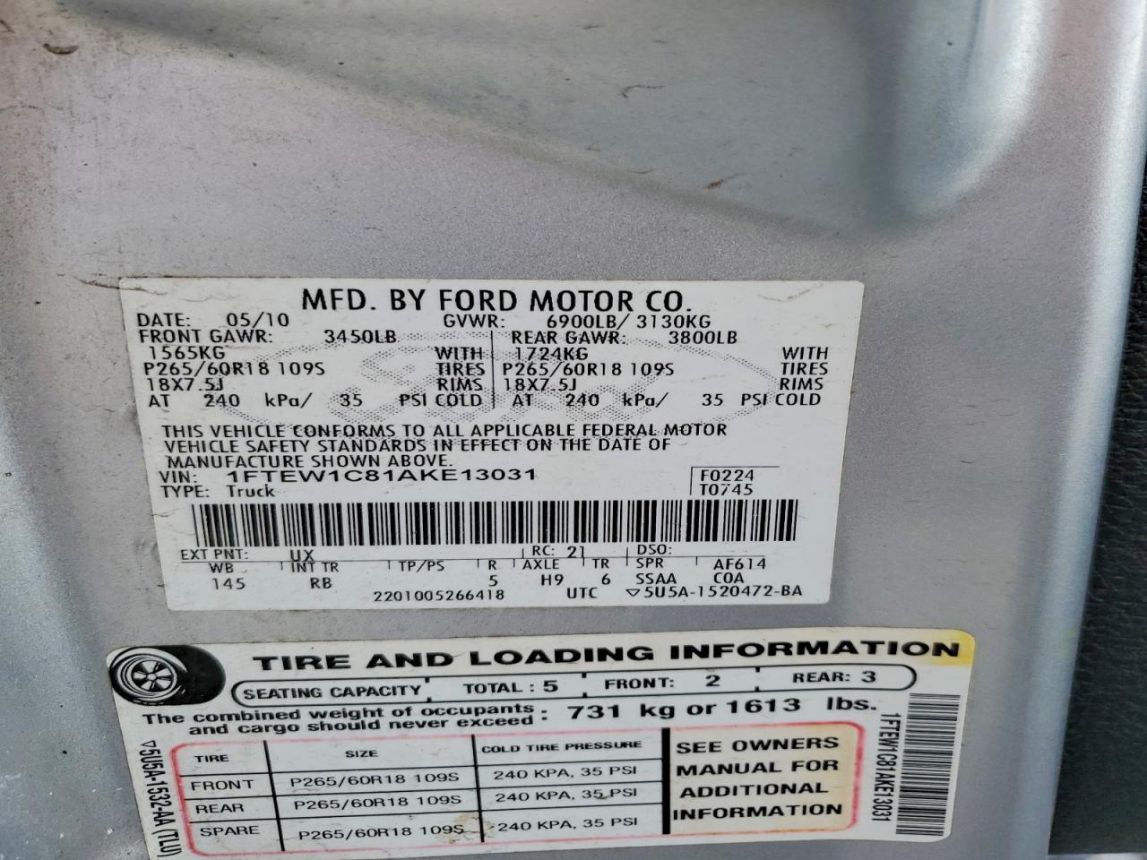 2010 Ford F150 Supercrew