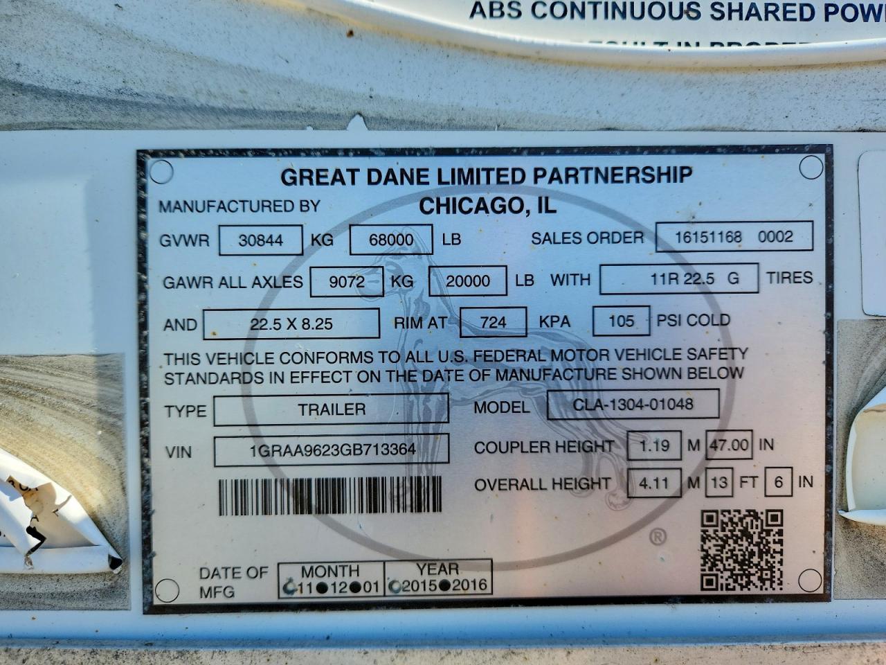 2016 Great Dane CLA-1304-01048 DRY Van Trailer