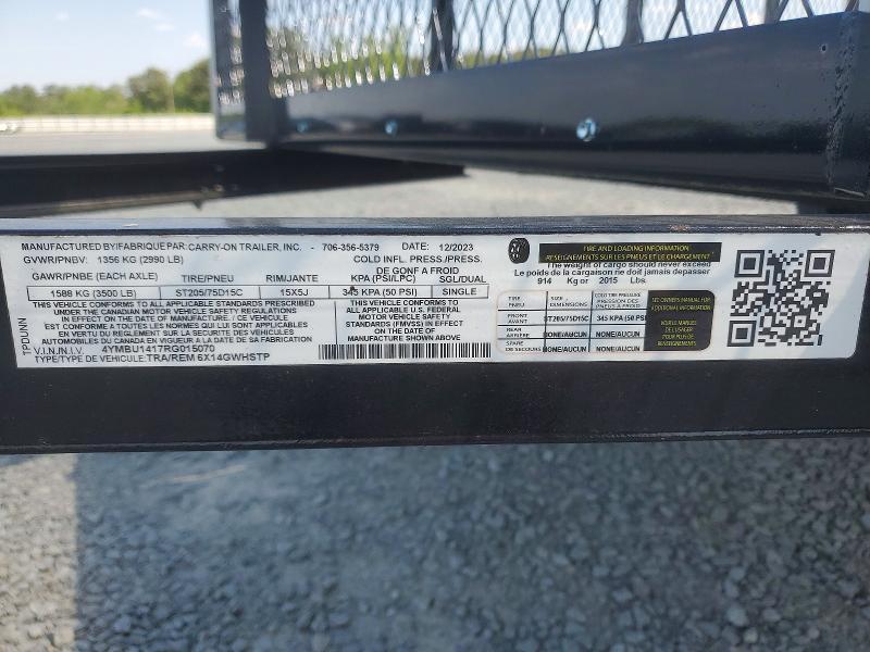 2024 Carry-On 6X14GWHSTP Utility Trailer