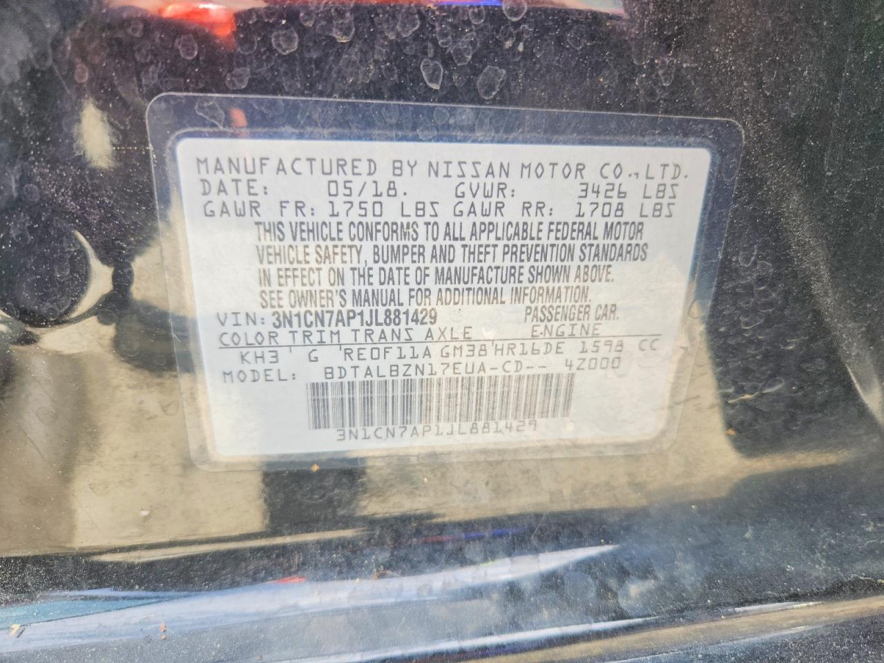 2018 Nissan Versa sv