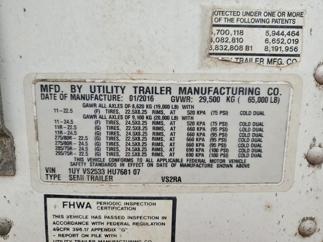 2017 Utility VS2RA Refrigerated Van Trailer
