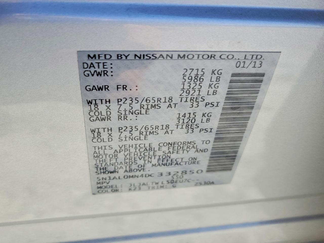 2013 Infiniti Jx35 Base