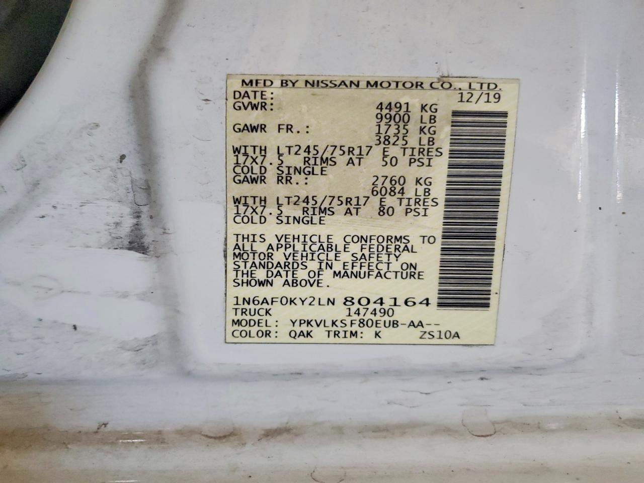 2020 Niss AN NV 2500 Utility / Service Van