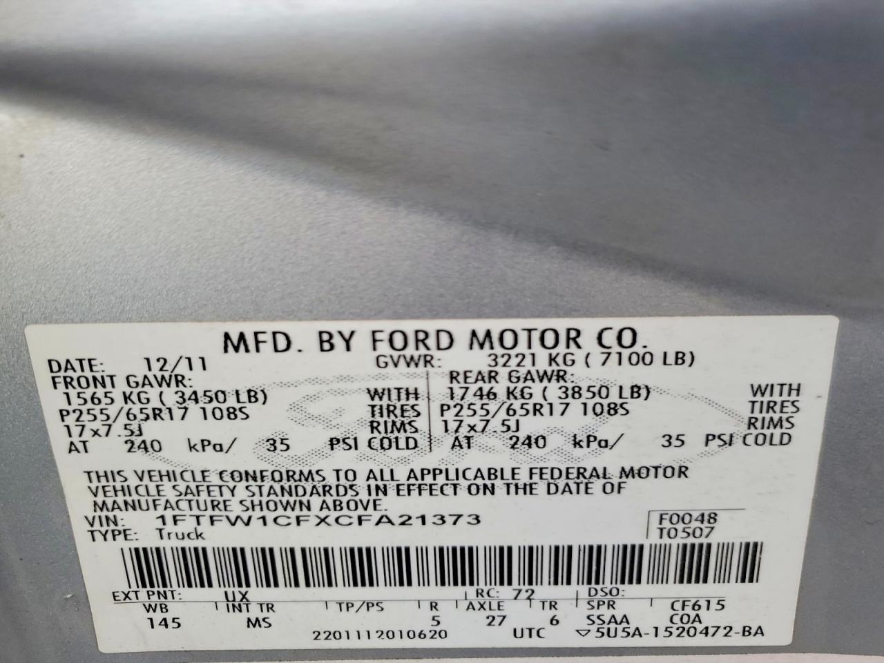 2012 Ford F150 Supercrew