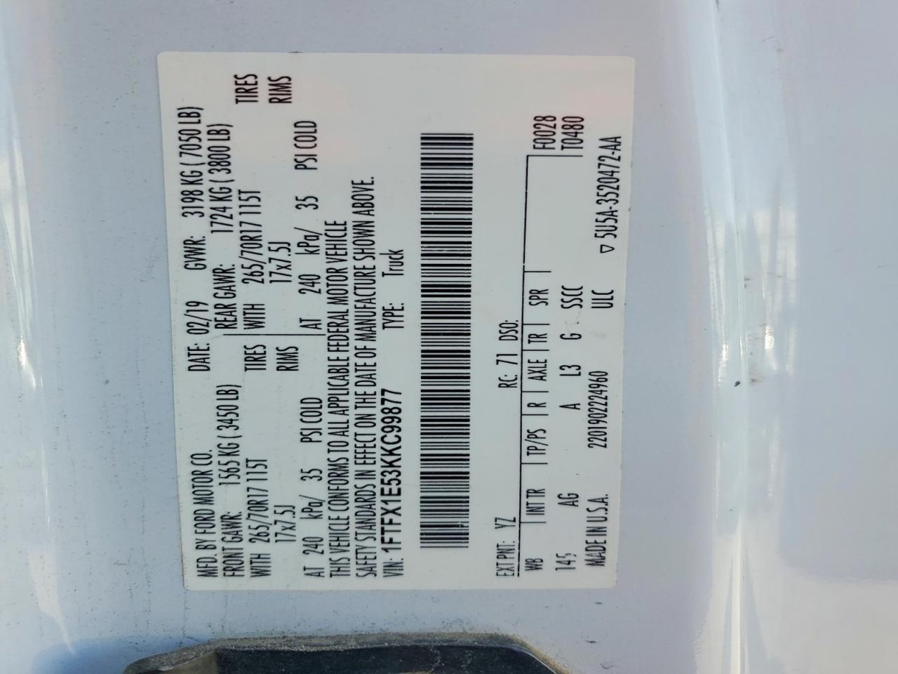 2019 Ford F150 Super Cab