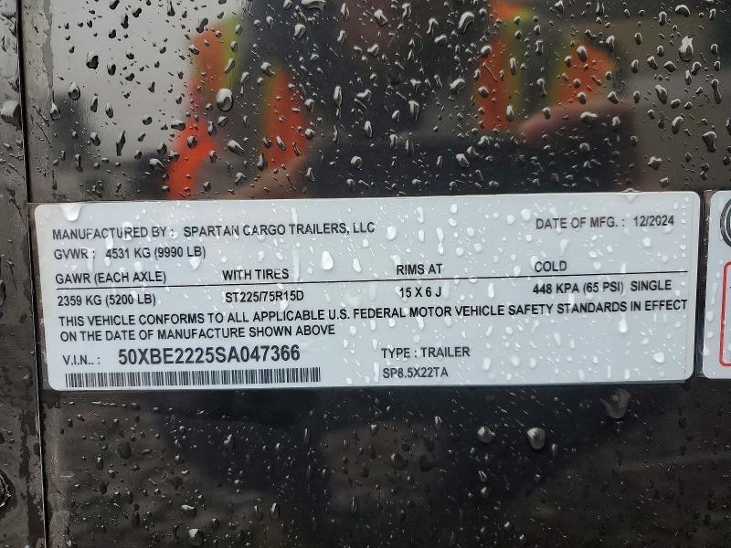 2025 Spartan Cargo Sp8.5x22ta Enclosed Cargo Trailer