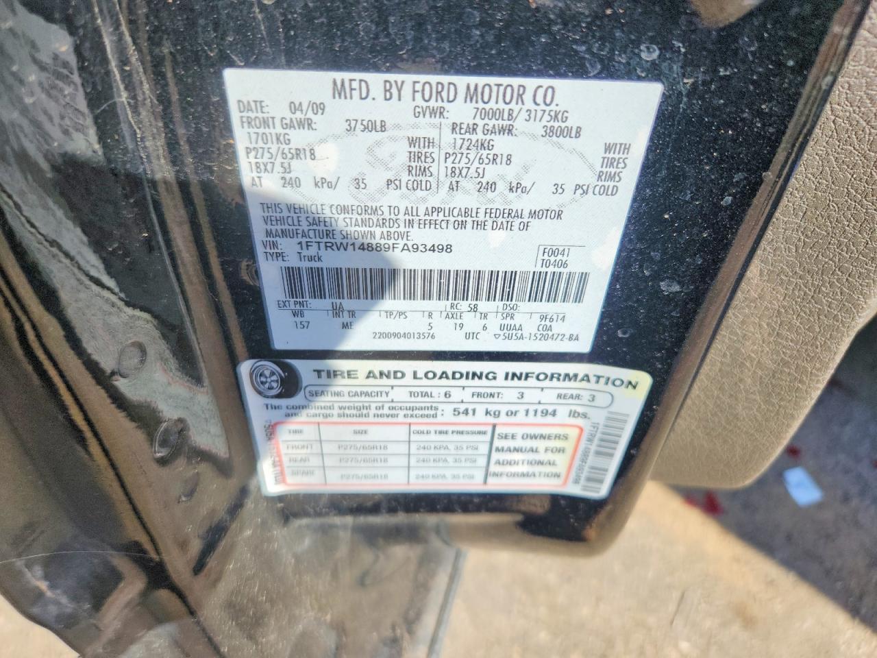 2009 Ford F150 Supercrew