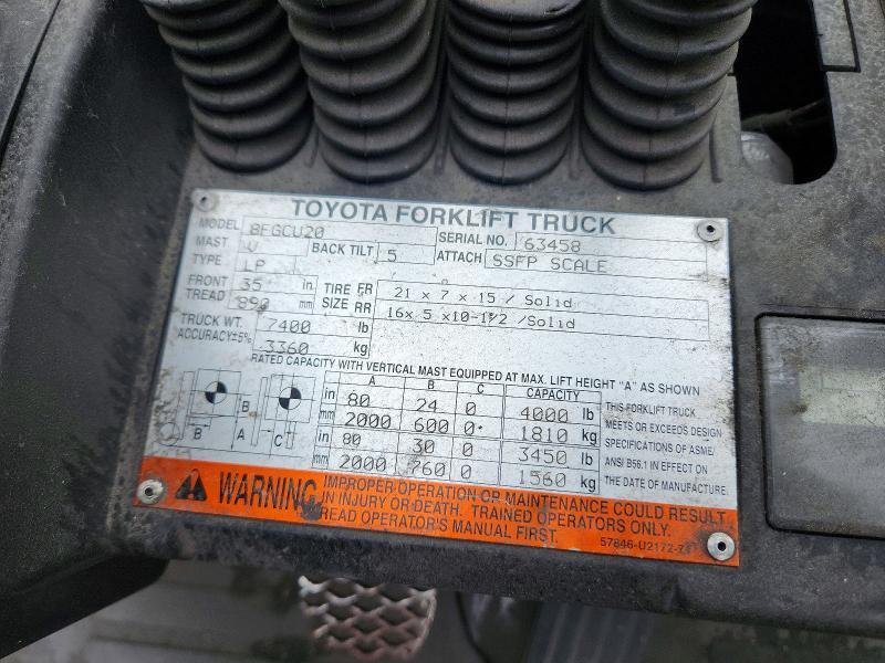 2014 Toyota 8FGCU20 Forklift