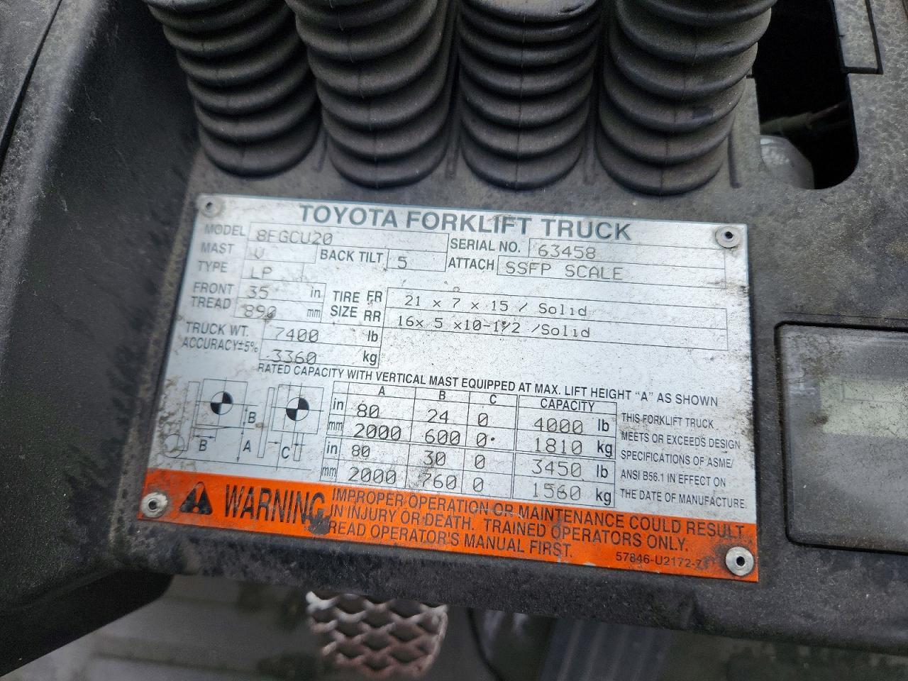 2014 Toyota 8FGCU20 Forklift