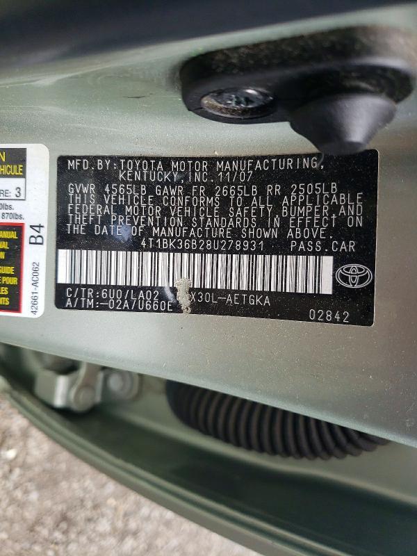 2008 Toyota Avalon xls