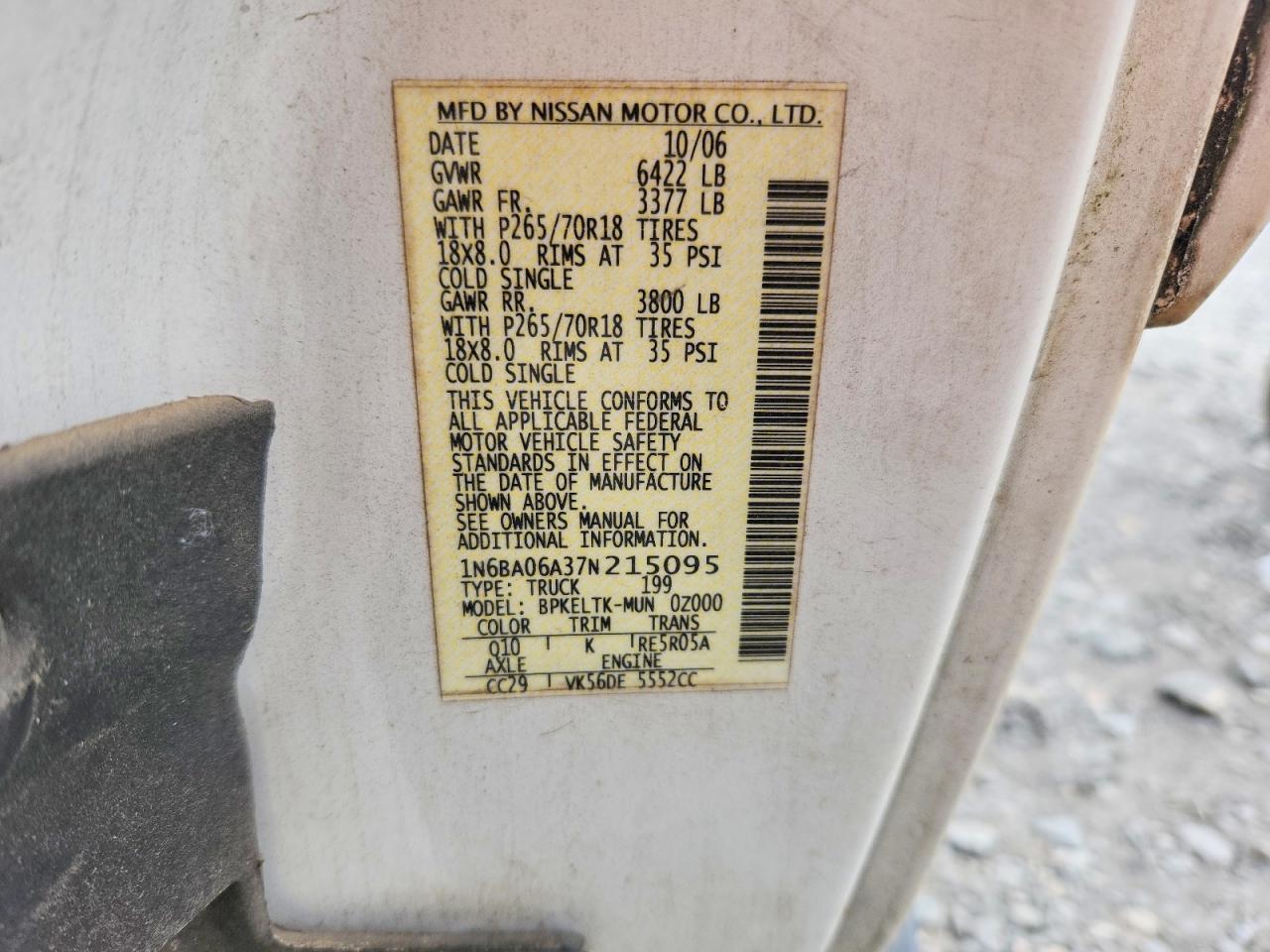 2007 Nissan Titan XE FFV