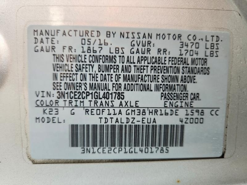 2016 Nissan Versa Note sv