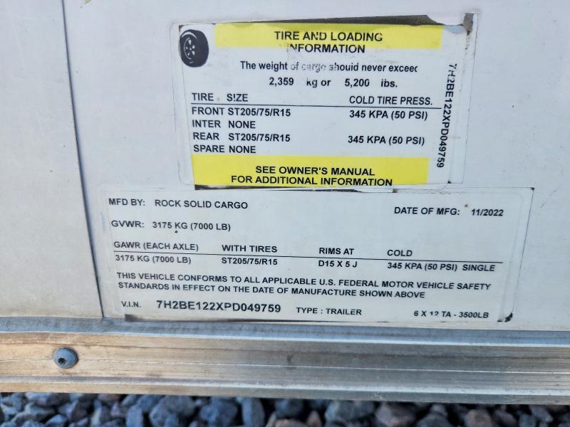 2023 Rock Solid Carg O 6x12ta Enclosed Cargo Trailer