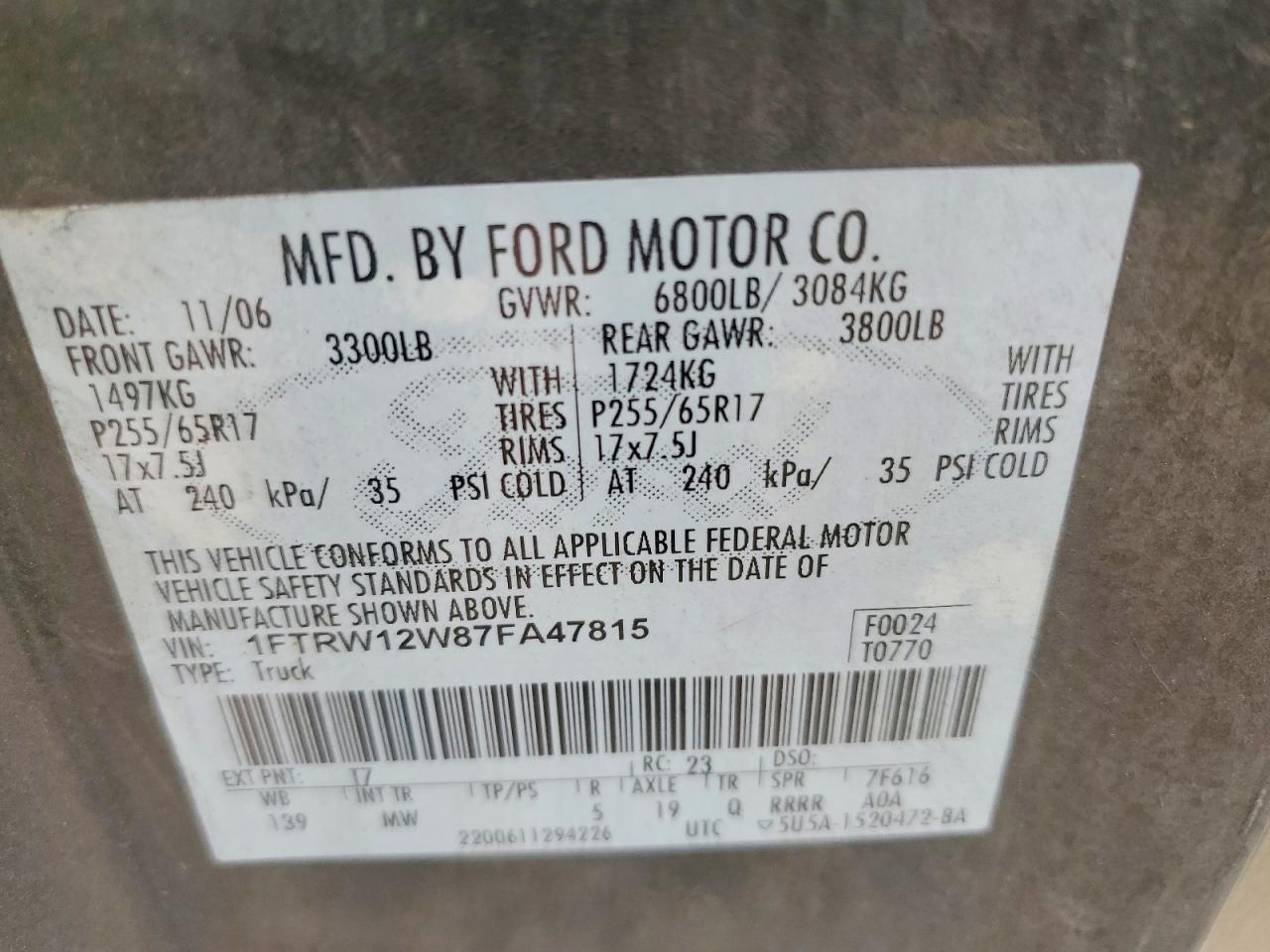2007 Ford F150 Supercrew
