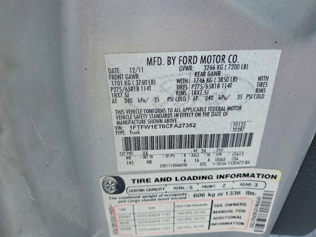 2012 Ford F150 Supercrew