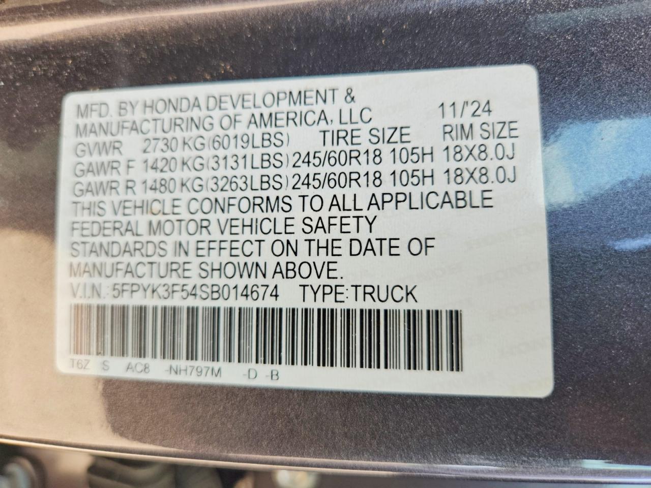 2025 Honda Ridgeline RTL
