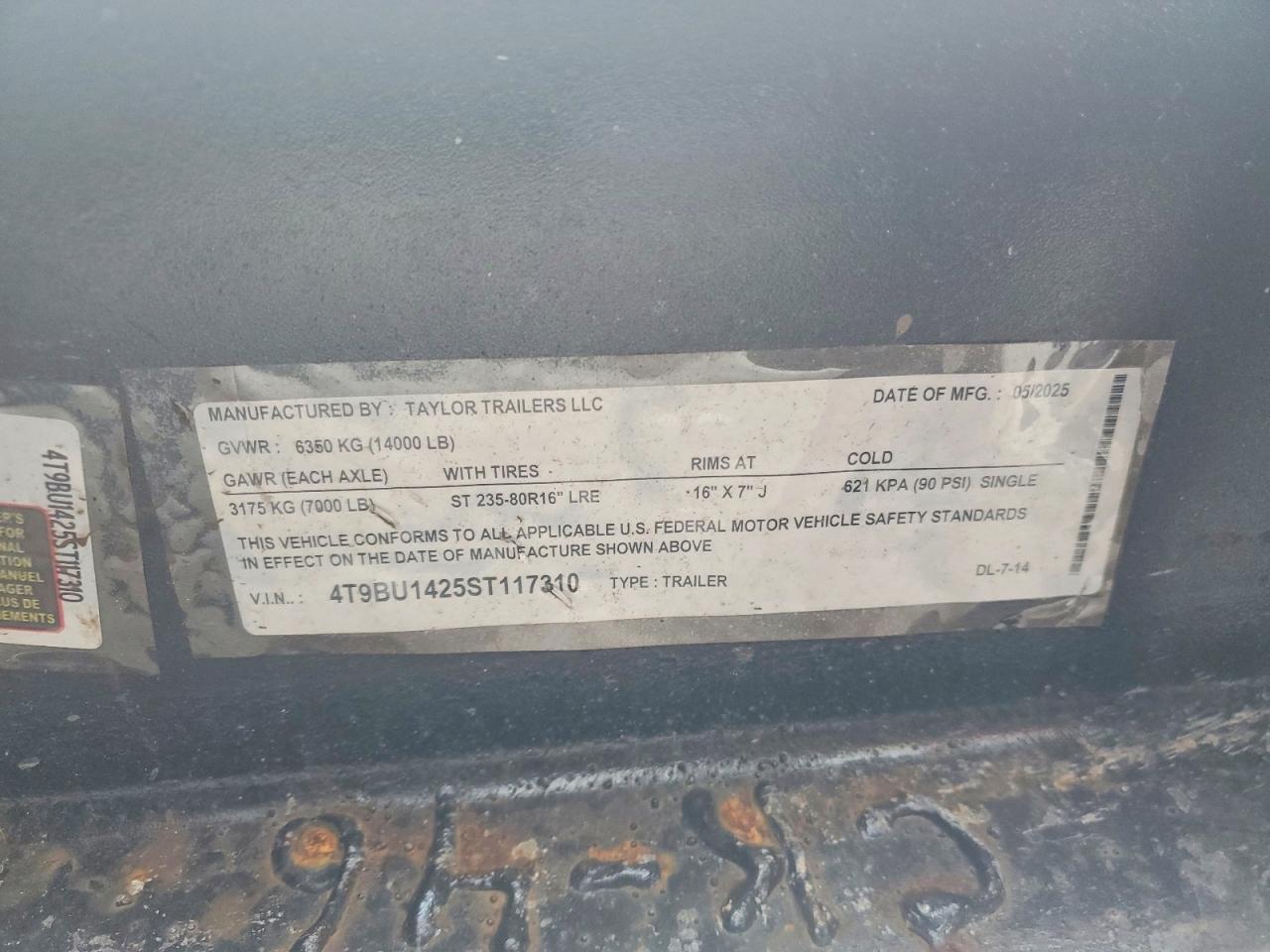 2025 Taylor DL-7-14 Dump Trailer