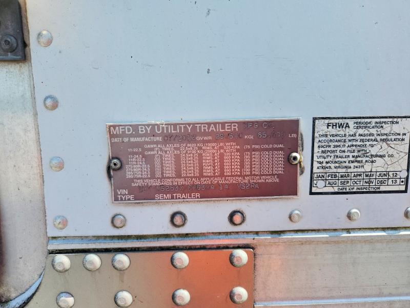 2013 Utility VS2RA Refrigerated Van Trailer