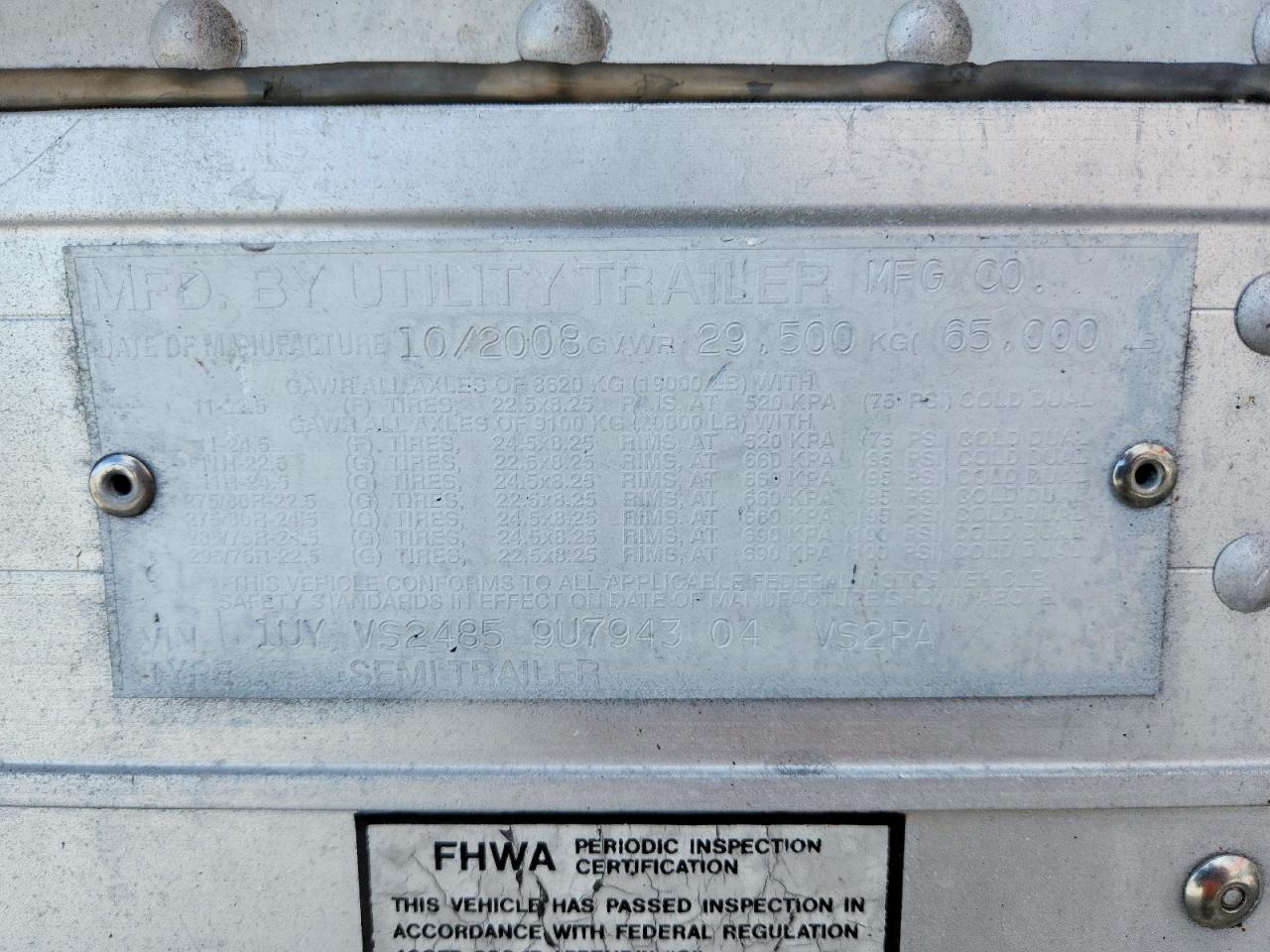 2009 Utility VS2RA Refrigerated Van Trailer