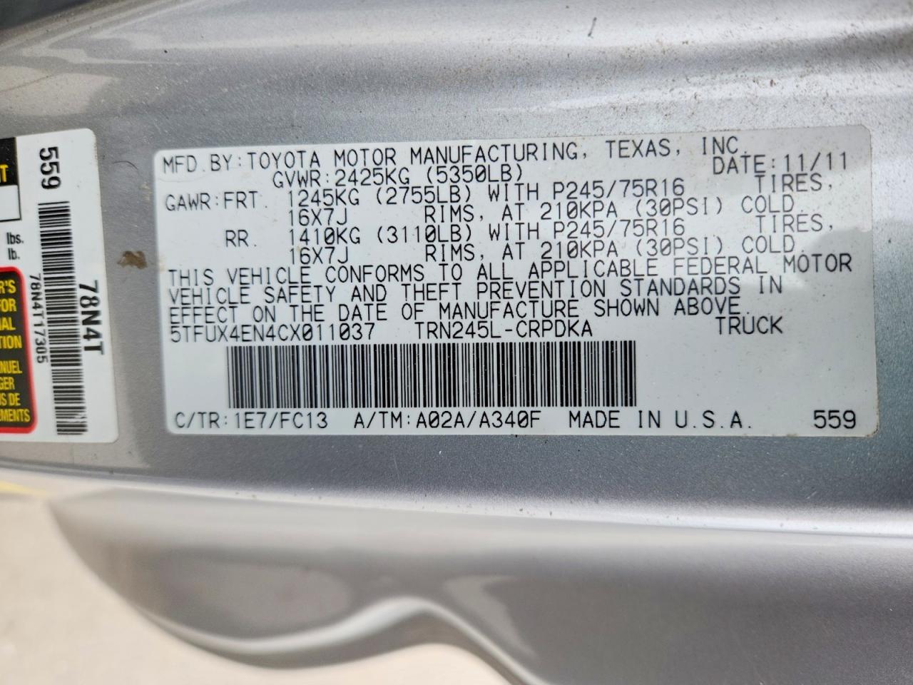 2012 Toyota Tacoma Base