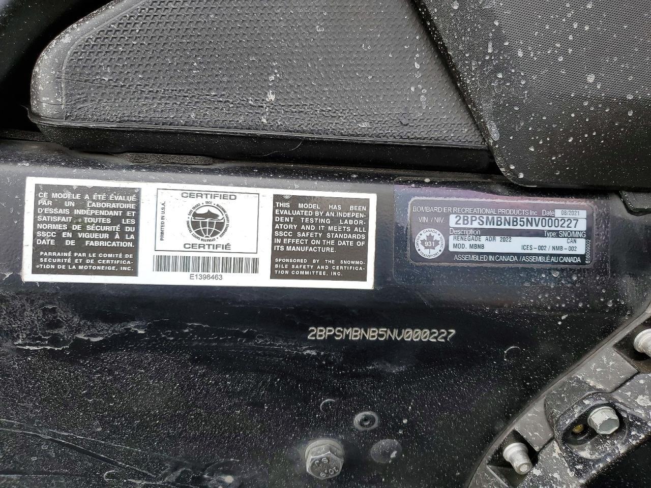 2022 Skidoo Renegade Adrenaline
