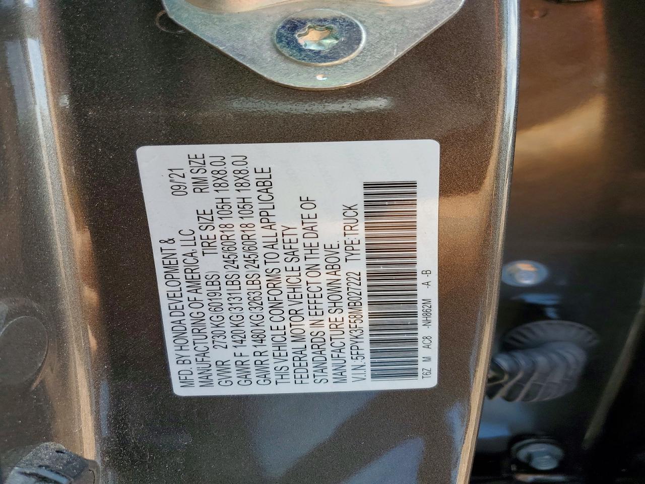 2021 Honda Ridgeline RTL