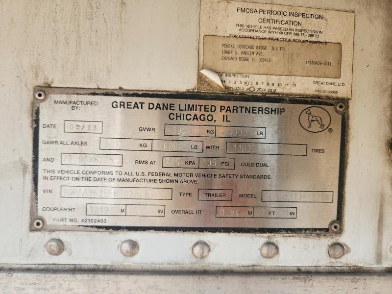 2014 Great Dane CM-1113-12348 Refrigerated Van Trailer
