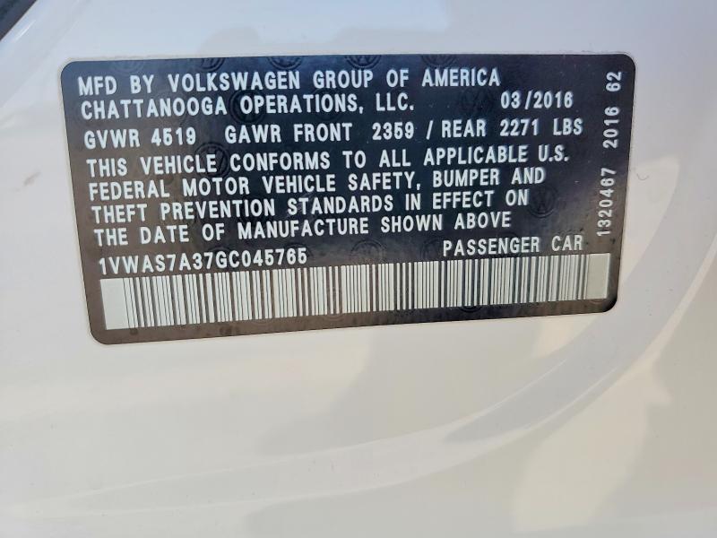 2016 Volkswagen Passat s