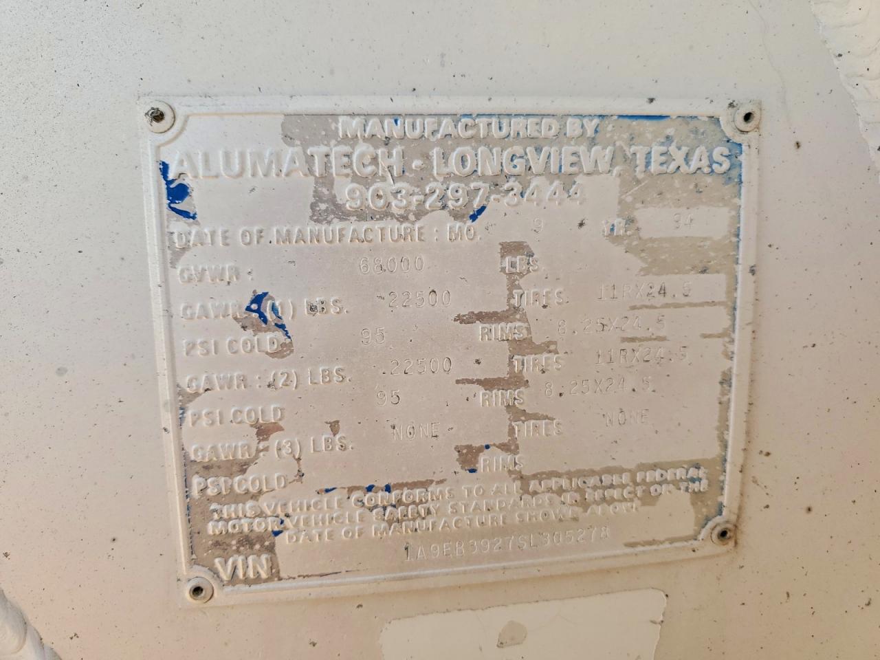 1995 Alumatech END Dump Trailer