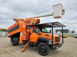 Salvage trucks for sale at Sacramento, CA auction: 2008 GMC C7500 Forestry Bucket Truck