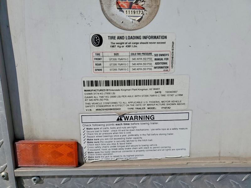2008 Interstate I716ta2 Enclosed Cargo Trailer