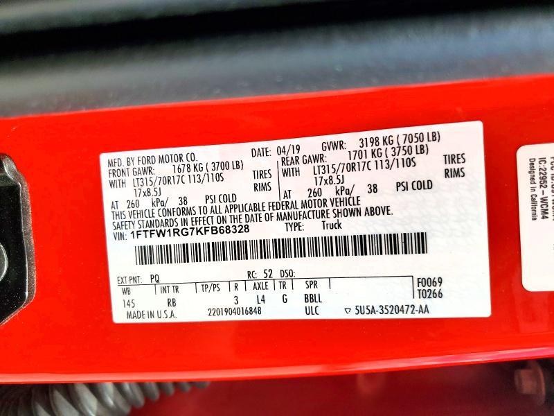 2019 Ford F150 Raptor