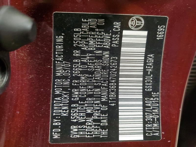 2007 Toyota Avalon xls