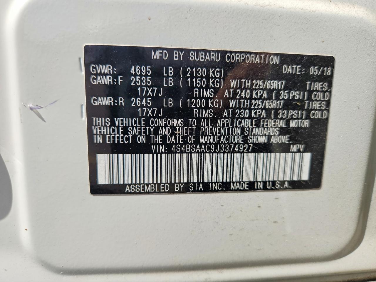 2018 Subaru Outback 2.5i