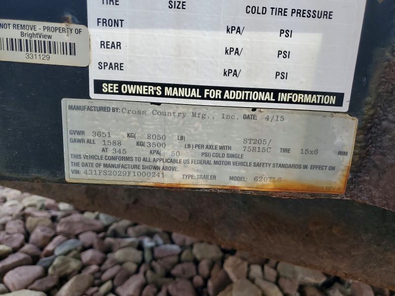 2015 Cross Country 620TL6 Utility Trailer
