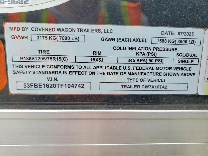 2026 Covered Wagon CW7X16TA2 Enclosed Cargo Trailer