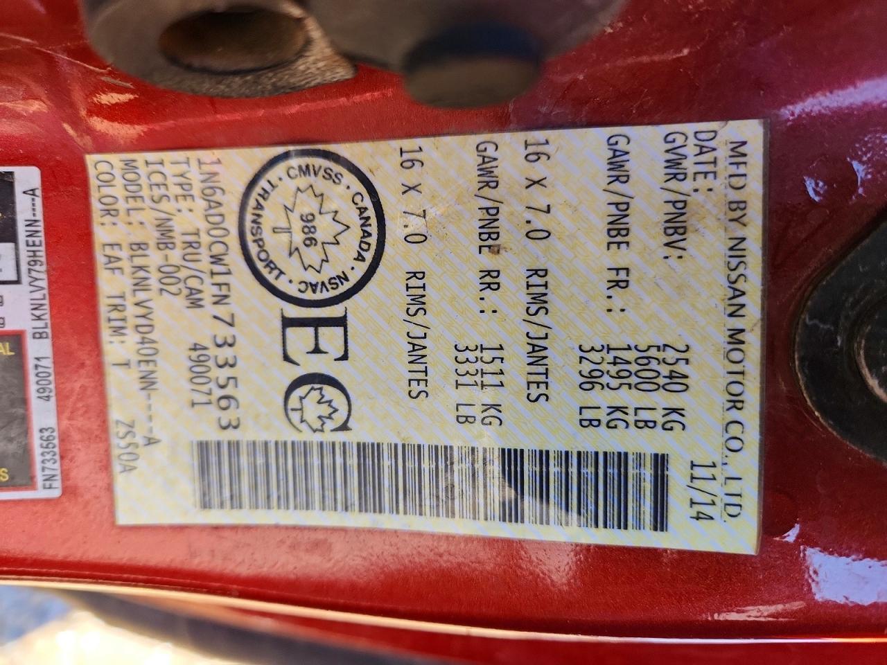 2015 Nissan Frontier SV V6