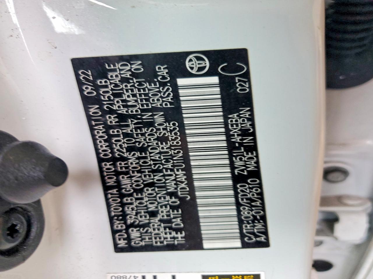 2022 Toyota Prius le