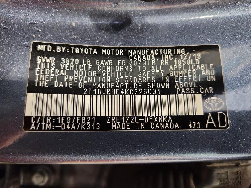 2019 Toyota Corolla le