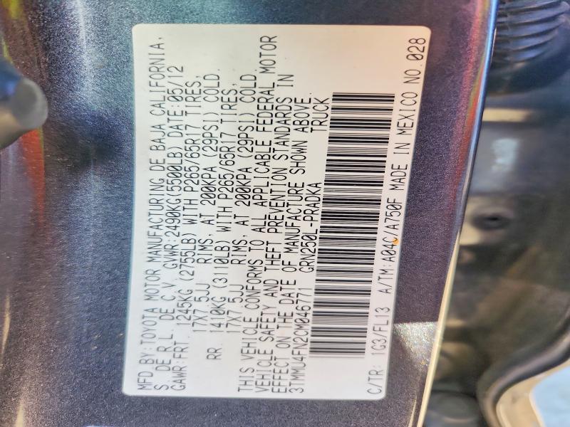 2012 Toyota Tacoma Double cab Long bed