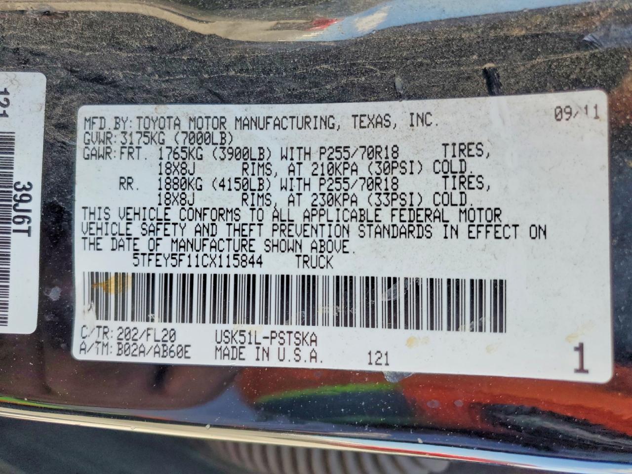 2012 Toyota Tundra Grade