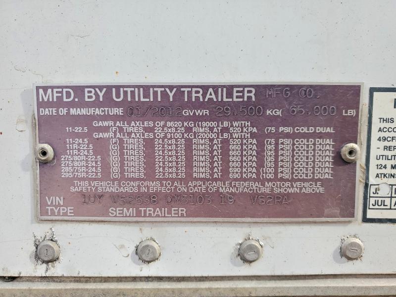 2013 Utility VS2RA Refrigerated Van Trailer