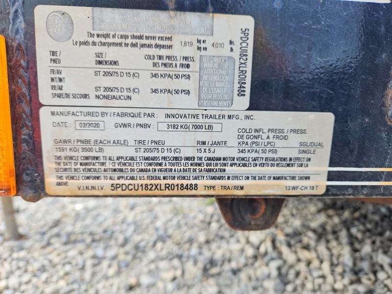 2020 Innovative Trailers 2020 Innovative 13WF-CH18T Equipment Trailer