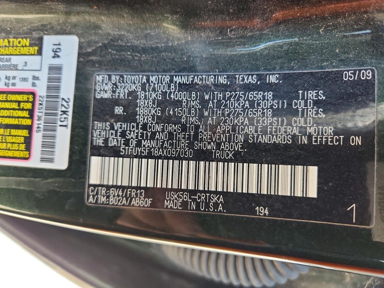 2010 Toyota Tundra Grade