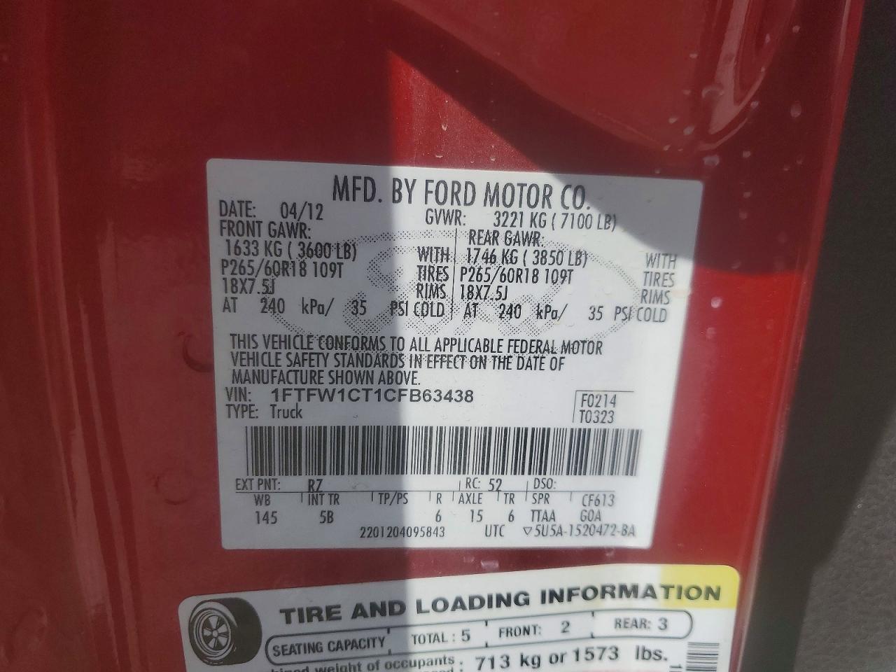 2012 Ford F150 Supercrew
